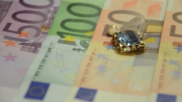 Euro Papírové Peníze Mince Šperky — Stock video