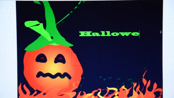 Piękne Tło Ilustracji Halloween Dyni — Wideo stockowe