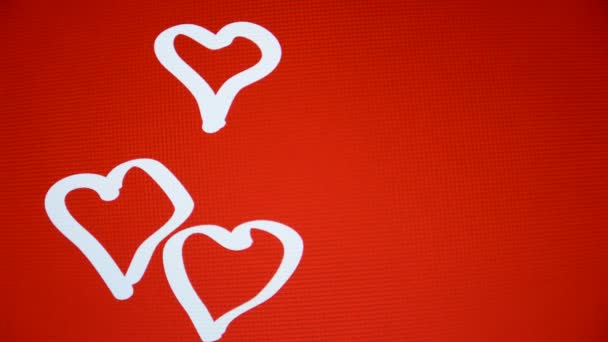 Kırmızı Arkaplanda Kalpleri Olan Aşk Metni — Stok video