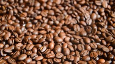 Kahve çekirdekleri, yakın çekim, arka plan dokusu.