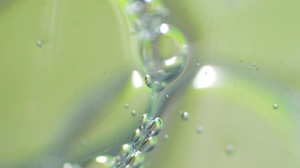 Mýdlové Bubliny Makro Pohled Zelené Pozadí — Stock video