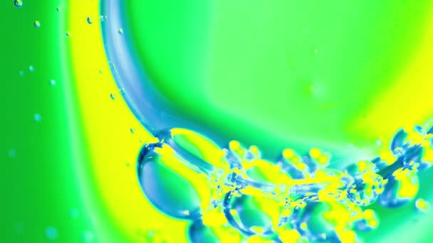 Soap Bubbles Yellow Green Background Macro View — Stock Video