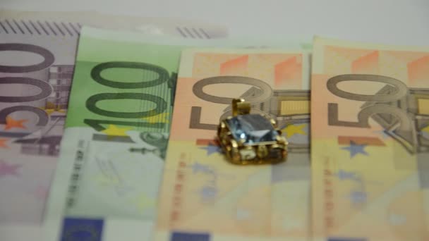Euro Papiergeld Munten Sieraden — Stockvideo