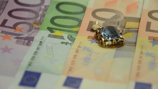 Euro Paper Money Coins Jewelry — Stock Video