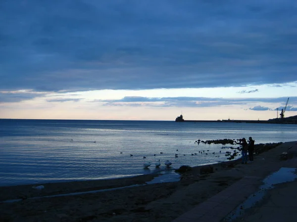 Море Небо Облаками Вечером — стоковое фото