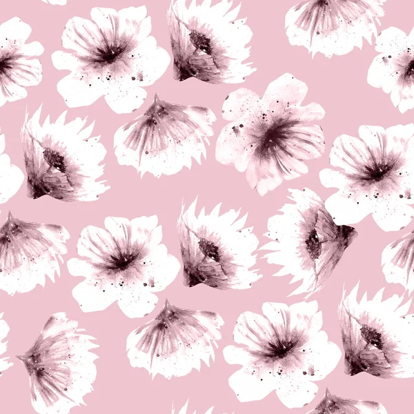 seamless pattern  watercolor flowers