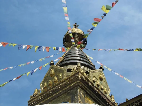 Swayambhunath Estupa Popularmente Conocido Como Los Ojos Del Gran Buda —  Fotos de Stock