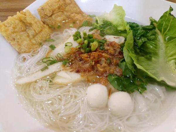 Fideos Bola Pescado Cocina Local China Malaya Muy Tradicional Sopa — Foto de Stock