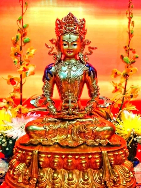 Amitabha Ook Bekend Als Amida Amitayus Een Hemelse Boeddha Volgens — Stockfoto