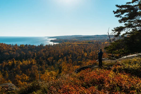 Blick Von Einem Hügel Über Den Lake Superior Herbst — Stockfoto