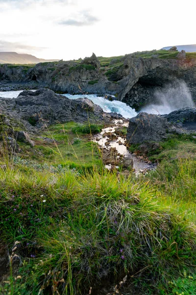 Stromschnellen Auf Einem Gletscherfluss Island — Stockfoto
