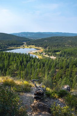Skyles Gölü Ormanın Arasında Whitefish Montana yakınlarında