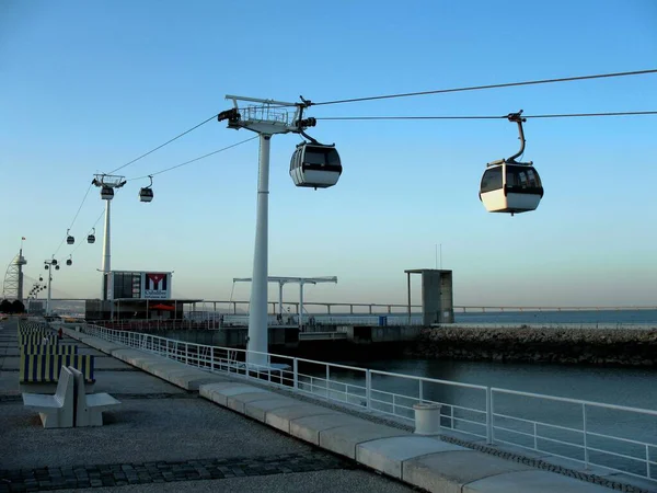 Lizbona Kolej Linowa Rzece Tagus — Zdjęcie stockowe