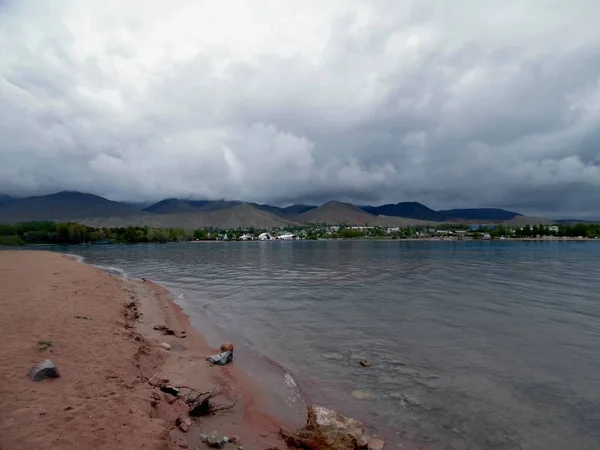 Κιργιστάν Issyk Kul Lake Cholpon Ata Ακτές Παραλίες Θέα — Φωτογραφία Αρχείου