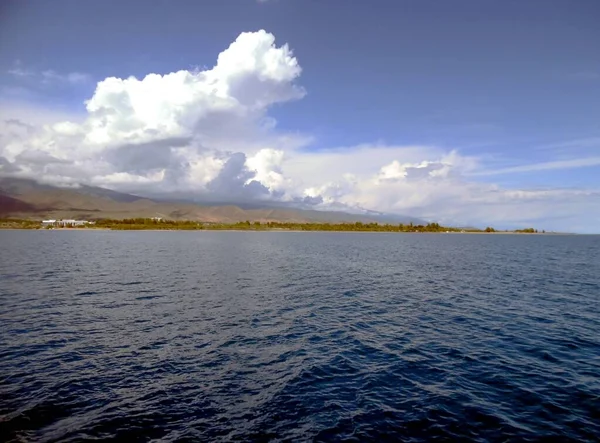 Kyrgyzstán Issyk Kul Jezero Cholpon Ata Břehy Pláže Výhled — Stock fotografie