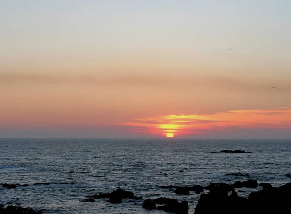 Puesta Sol Sobre Océano Atlántico Oporto Portugal — Foto de Stock