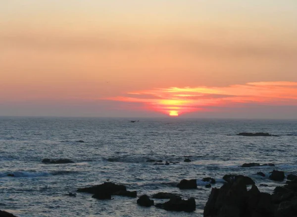 Puesta Sol Sobre Océano Atlántico Oporto Portugal — Foto de Stock