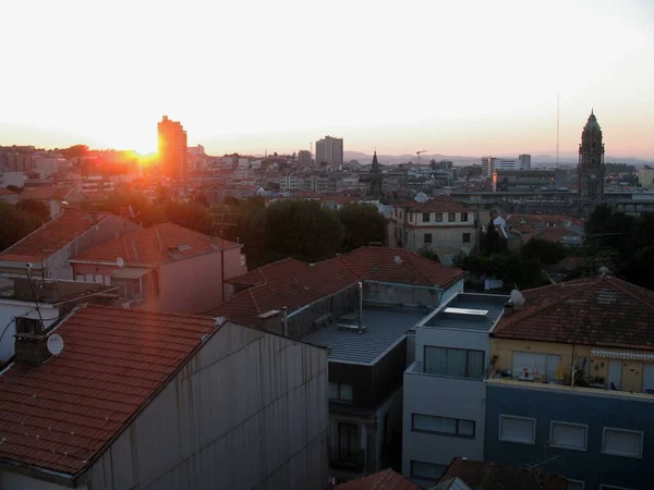 Východ Slunce Nad Střechami Starého Města Porto Portugalsko — Stock fotografie