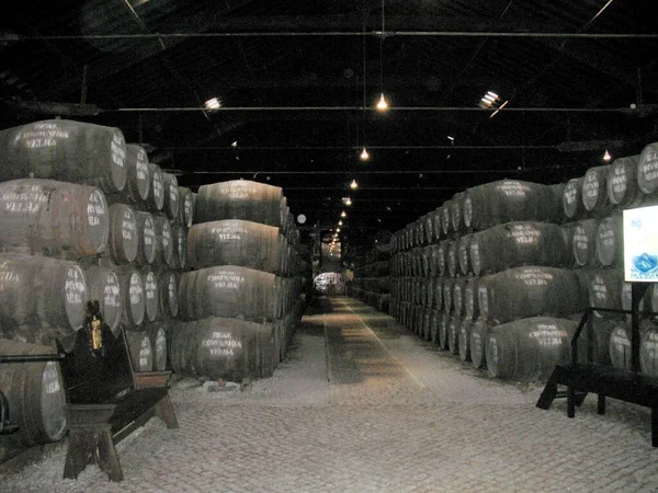 Beczki Wina Portowego Magazynach Porto Portugalia — Zdjęcie stockowe