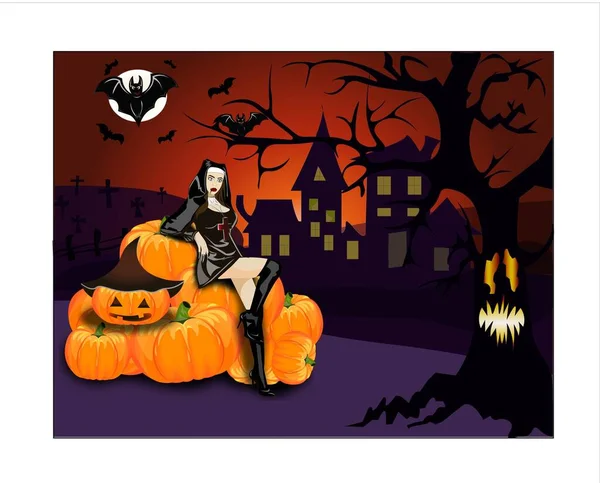 Spaventoso Invito Halloween Con Decorazione — Foto Stock