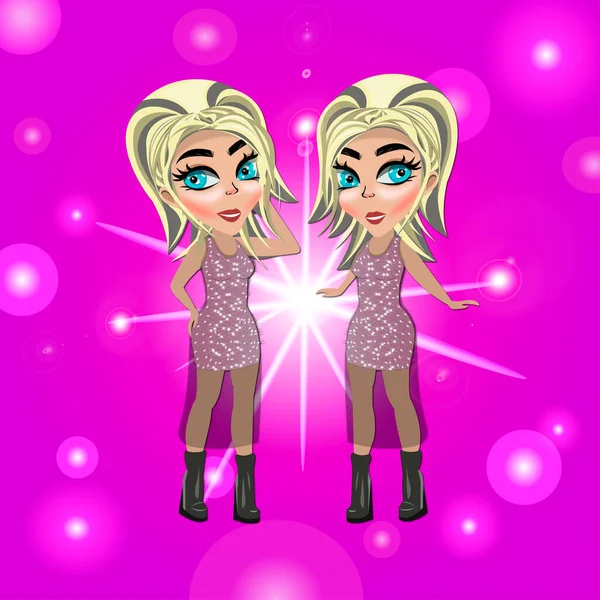 Zwei Mädchen Disco Party — Stockfoto