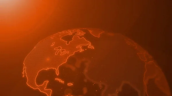 Half vertical Worlds map on globe illustration in hot orange theme with some great lighting and glowing effect