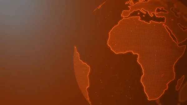 Right side Worlds map on globe illustration in hot orange theme with some great lighting and glowing effect