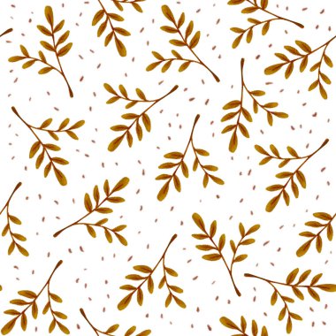 Minimalist dalları ve yaprakları olan bir el çizimi deseni