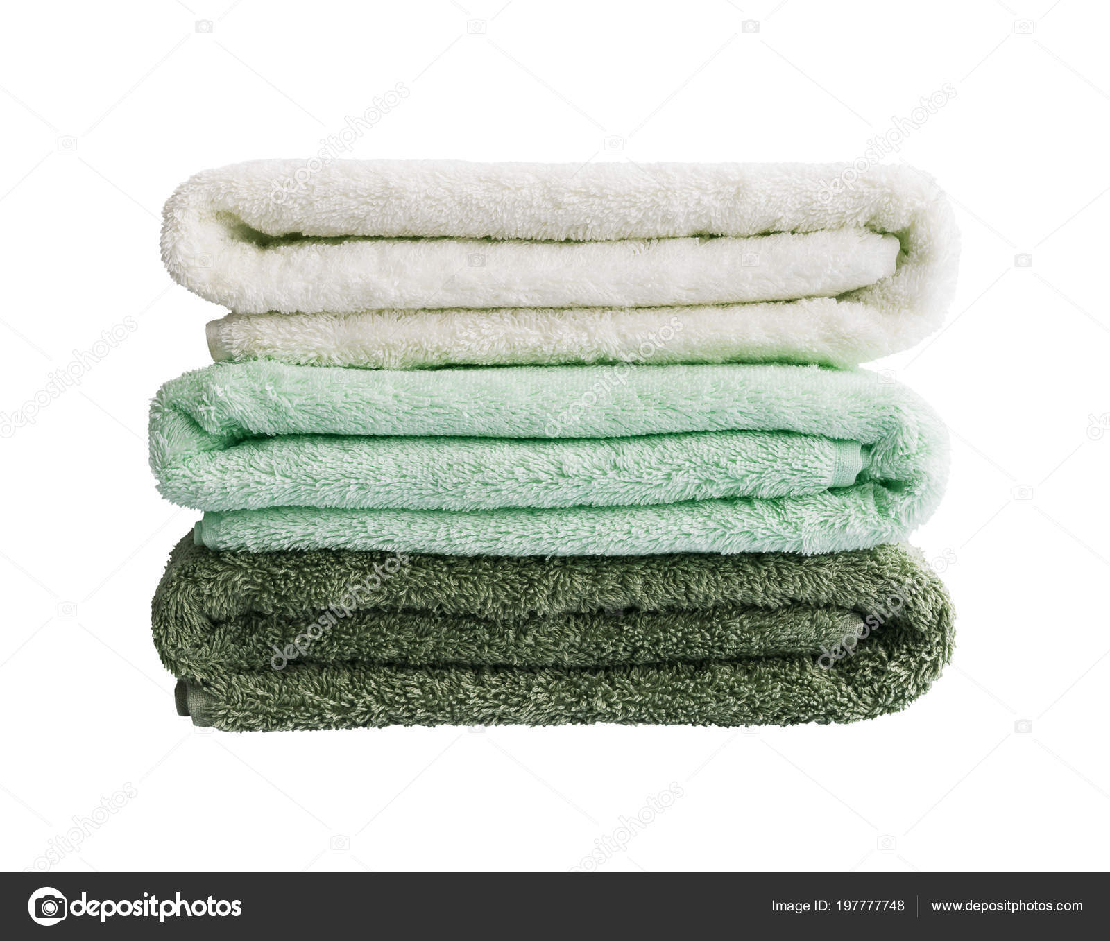Big Green White Bath Towels Stack Three Towels Stack Isolated Stock ...