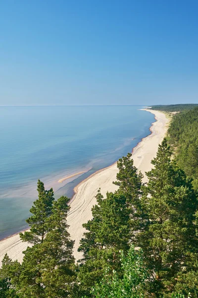 Brzeg Morza Bałtyckiego Plaża Widok Latarni Morskiej Łotwa Lato — Zdjęcie stockowe