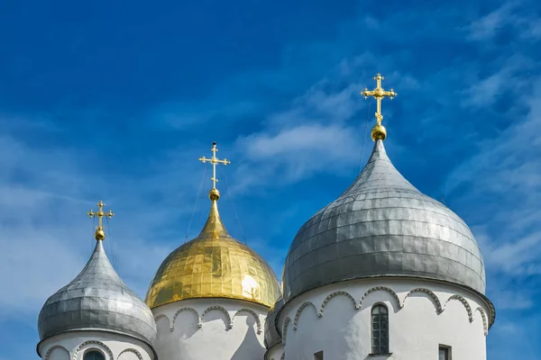 Koepels Van Orthodoxe Kerk Tegen Blauwe Hemel Rusland — Stockfoto