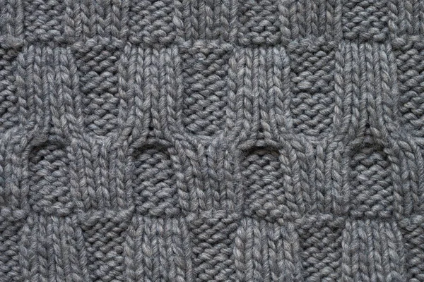 Gray Knitted Texture Relief Pattern Handmade Knitwear Background Abstract — Stock Photo, Image