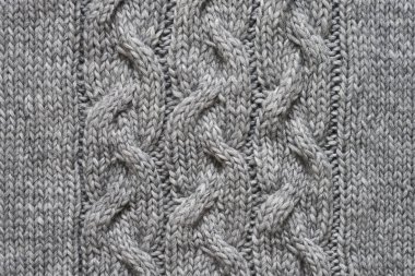 Gri örme doku. El yapımı triko. Arka plan