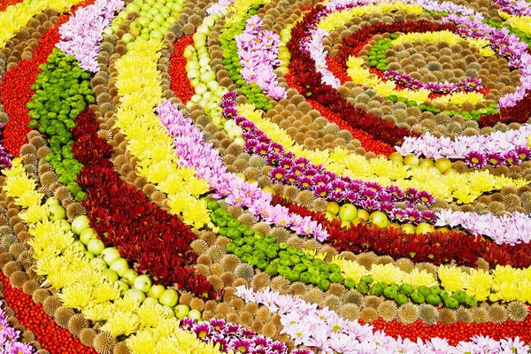 Fondo colorido de flores otoñales. Una alfombra de flores de colores. Vista superior. Fondo de vacaciones . —  Fotos de Stock