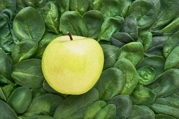 Green Vegetables Background Green Apple Spinach Leaves Background Organic Food — Stock Photo, Image