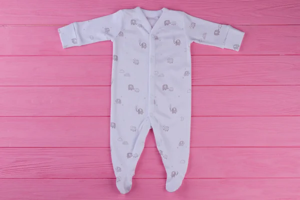 Bottoms Bodysuit Newborn Kid White Long Sleeves Jumpsuit Elephant Print — Stock Photo, Image