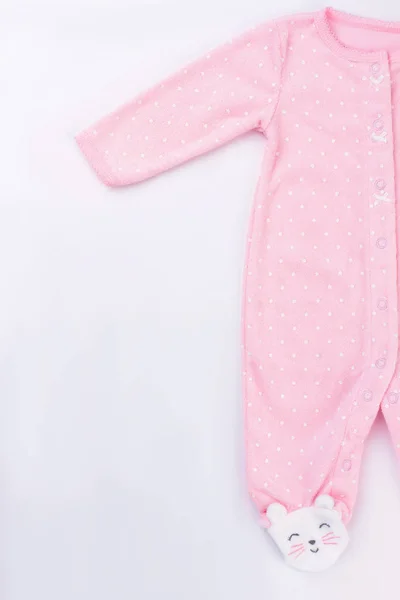 Pink Footed Baby Sleepwear White Background Cropped Image Baby Pajamas — Stock Photo, Image