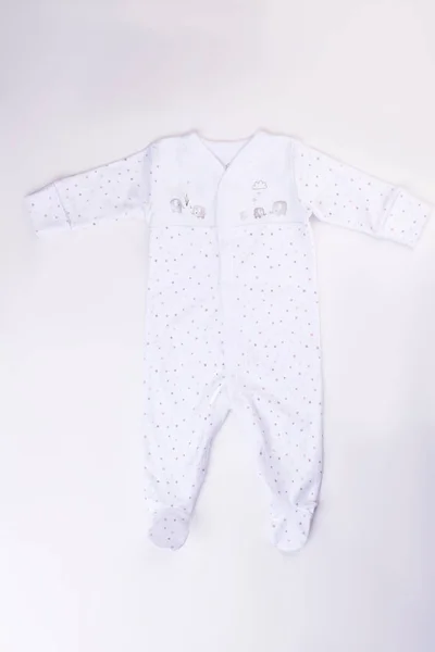 White footed pajamas for kids. White isolated background.