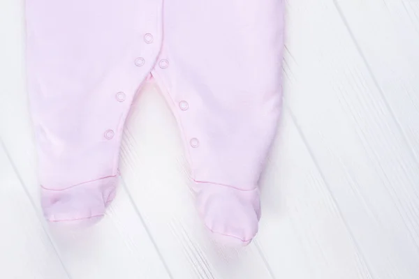 Footed Baby Pajama Feet Close Pink Fleece Winter Wear Children — Stock Photo, Image
