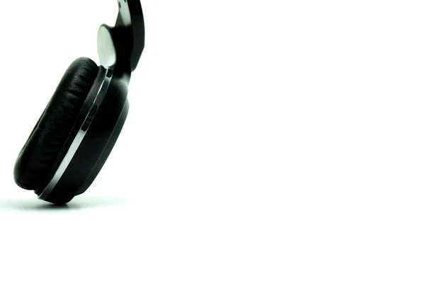 Black Headphones Isolated White Background Copy Space — Stock Photo, Image