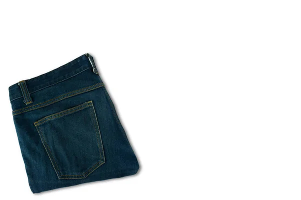 Pantaloni Jeans Piegati Isolati Sfondo Bianco Con Percorso Ritaglio Spazio — Foto Stock