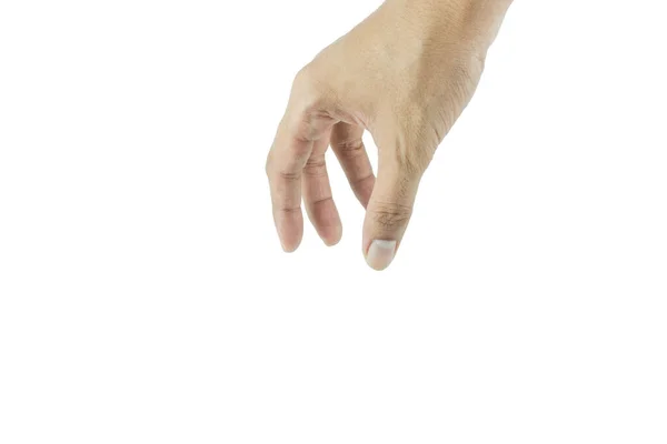 Hand Poseren Als Het Kiezen Van Iets Geïsoleerd Witte Achtergrond — Stockfoto