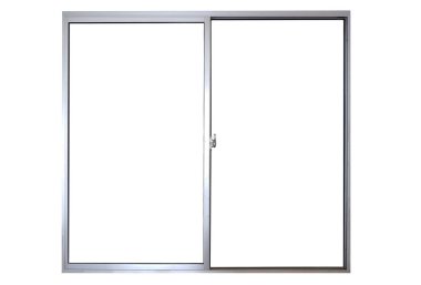 Beyaz izole edilmiş alüminyum pencereler. kırpma maskesi ekle