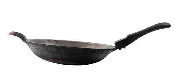 Used Pan Iron Frying Pan Burning Mark Side View Isolated — Stock Photo, Image