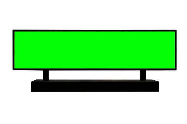 クリッピングパスを持つ白い背景に隔離されたビルボードの緑の画面 — ストック写真