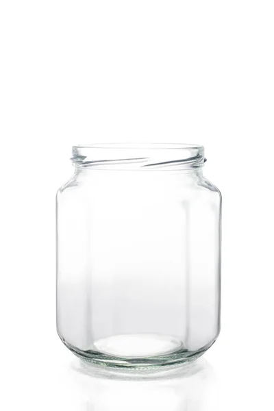 Empty Glass Jar Isolated White Background Clipping Path — Stock Photo, Image