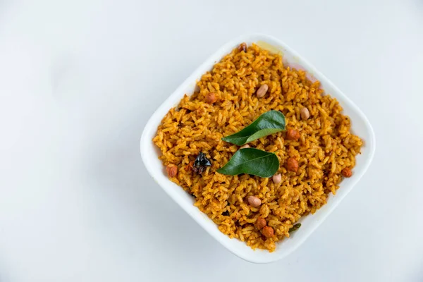Würzige Indische Vegane Vegetarische Kost Reis Mit Tamarindengeschmack Indische Hausmannskost — Stockfoto