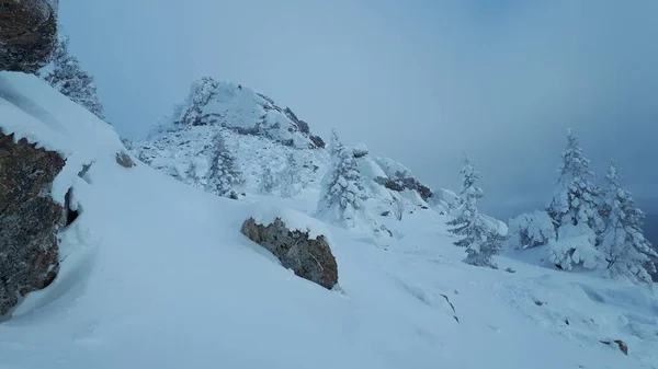 Rosja Górski Południowy Ural Zimowy Widok Góry Turystyka Snowy Las — Zdjęcie stockowe