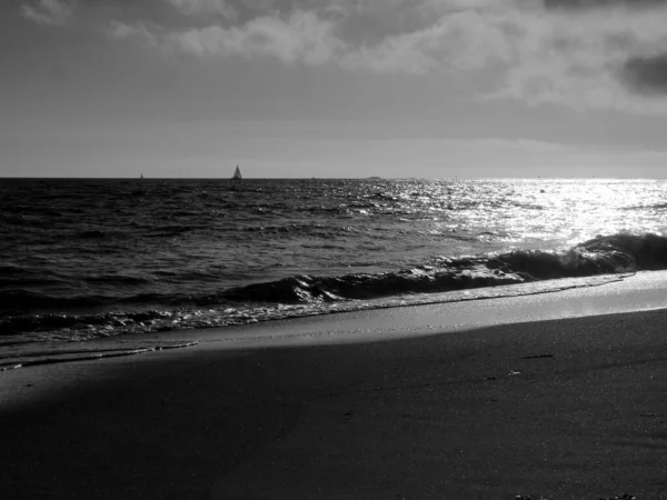 Pláž Pornichet Při Západu Slunce Loire Atlantique Francie — Stock fotografie