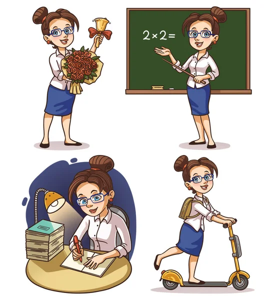 Teacher\'s day. A young lady teacher. School and lessons.